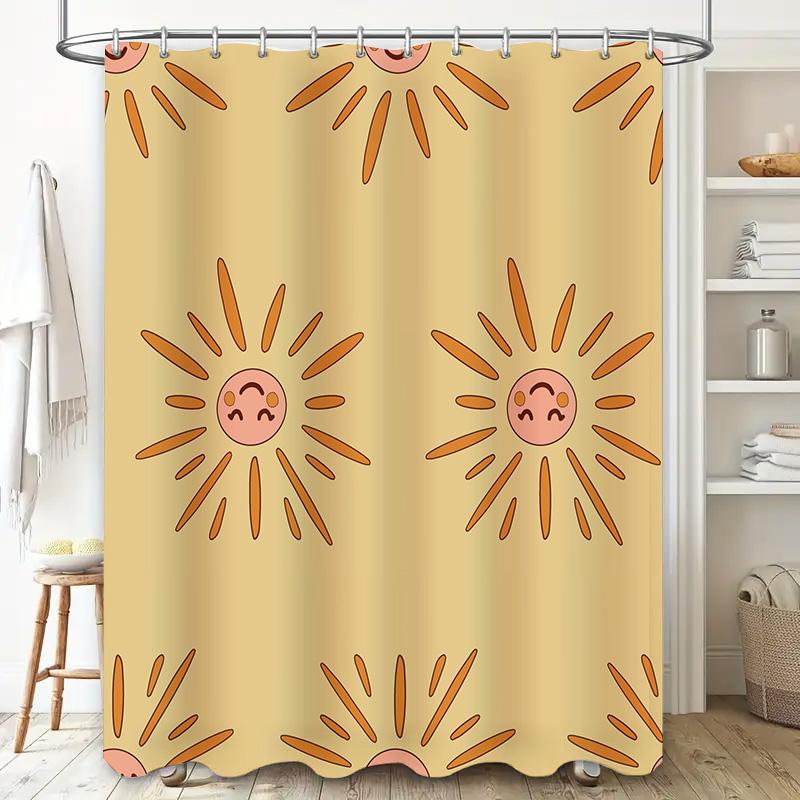 Bathroom Sunflower Shower Curtain Decorative Home Waterproof Bath Mat Cover Yellow Sunlight Pattern Modern Bath Accessories Set