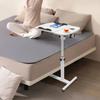 Bymaocar Adjustable Rolling Laptop Table with Wheels & Divided Board,White Waterproof Computer Desk for Bedroom, Office, Study