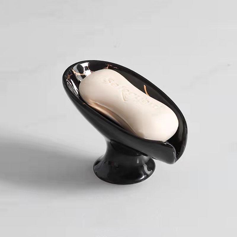

Ceramic Bathroom Soap Dish Green/White/Black Soap Box Drain Soap Box Shower Storage Rack Nail Free Soap Dish Tray чёрный