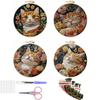 1 Set Cat Embroidery Kit Embroidery Frame with Patterns Fabric Material Package Scissors Seam Remover DIY Craft Kits Decoration