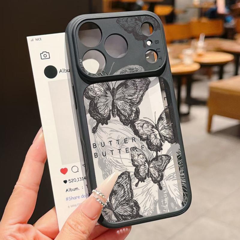 Butterfly Print Case For iPhone 17 Pro Max For iPhone 16 15 14 13 Pro Max Luxury Hybrid TPU+PC Clear Back Hard Cover