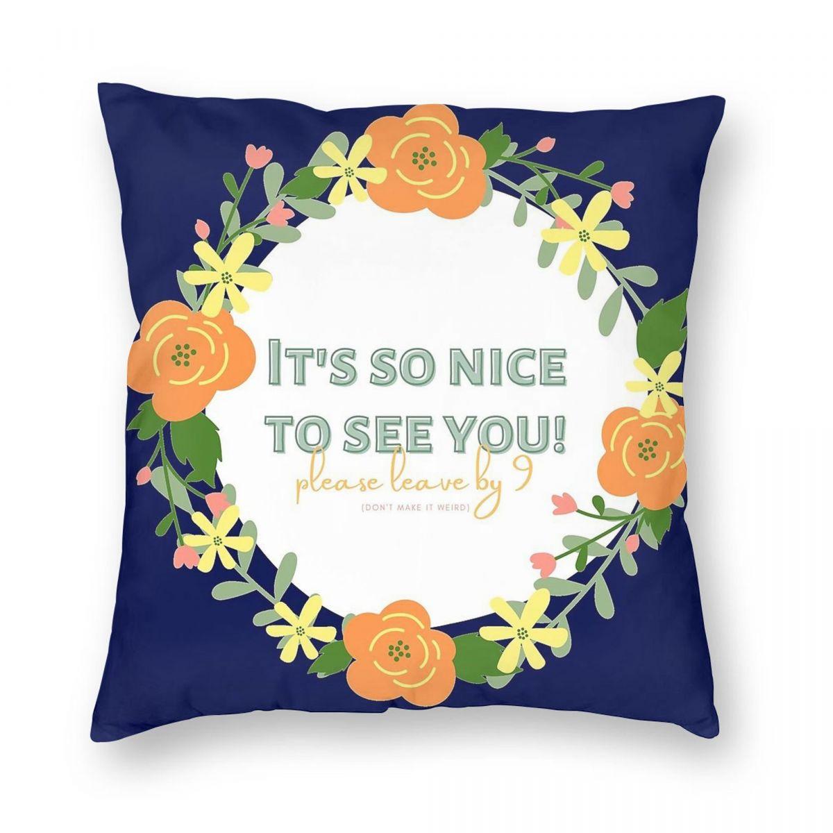 

Please Leave By Nine Square Pillowcase Polyester Linen Velvet Creative Zip Decor Car Cushion Cover 30x30cm