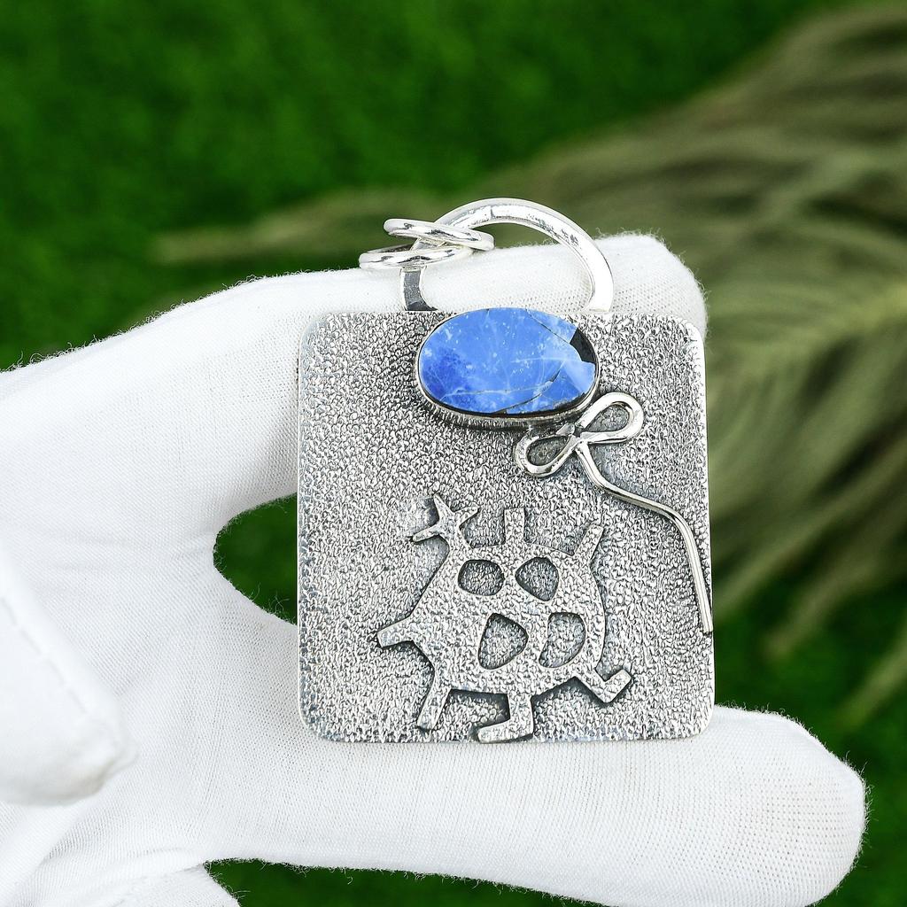 Friendship Day Deal 925 Sterling Silver Natural Owyhee Blue Opal Pendant Jewelry