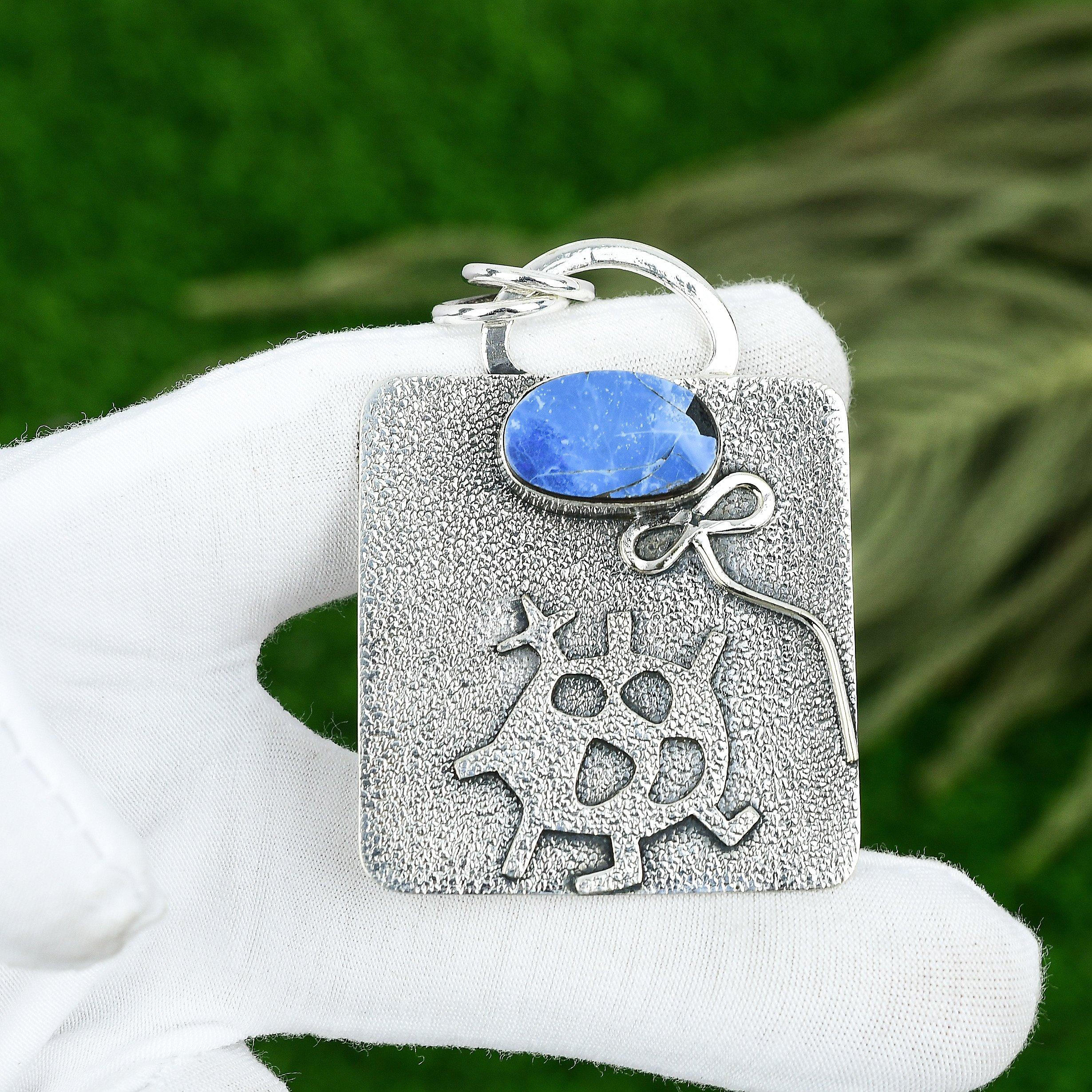 Friendship Day Deal 925 Sterling Silver Natural Owyhee Blue Opal Pendant Jewelry