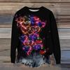 Women's Fashion Printed Long Sleeve Loose Round Neck Sweatshirt Top Fall