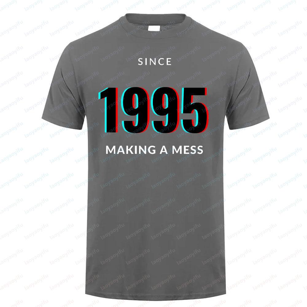 1995 The Year Vintage Cotton T Shirt Retro 90s Style Summer Short Sleeve Relaxed Fit Unisex Round Neck Tee Breathable Tops