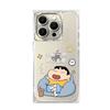 For IPhone16 for Apple 16pm Ice Crystal Cube Transparent Mobile Phone Protective Case Protective Cover Crayon Shin-chan Cute