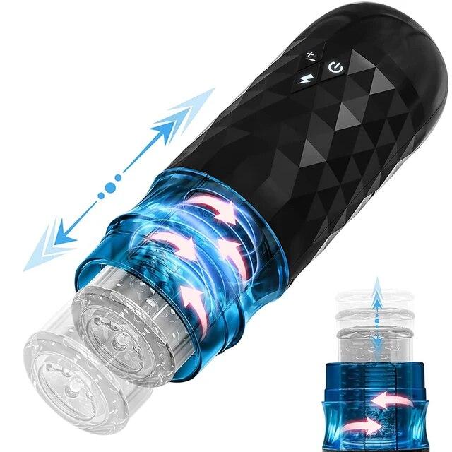 2024 New 10 Thrust Telescopic Rotating Male Masturbator One-click Orgasm Vaginal Oral Sex Real Sound Adult Sex Toy Piston Automatic Masturbator