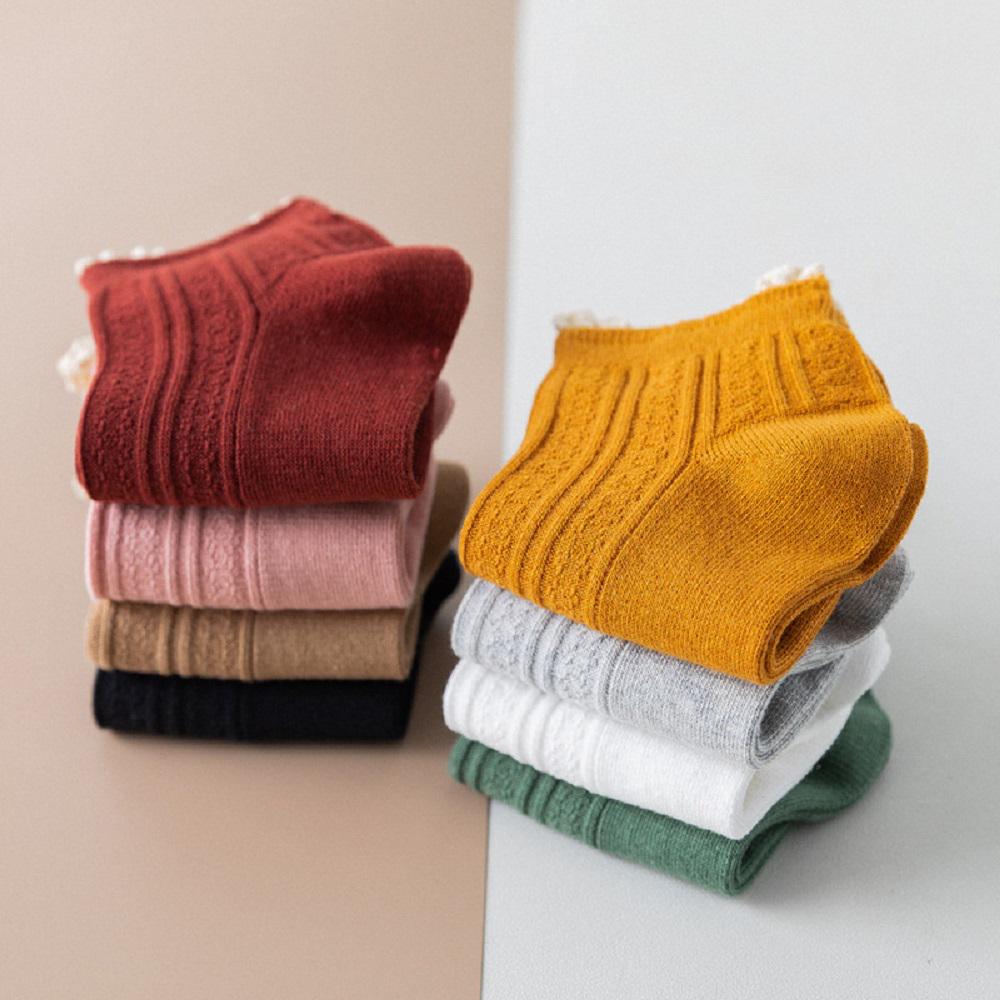 New Sweet Streetwaer Short Solid Candy Color Lace Socks Cotton Socks Hosiery Ruffles Women Socks