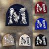 High Top No Brim Knit Cap With M Letter For Cozy Casual Wear