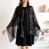 Women’s Fashion Versatile Arc-Shaped Scarf Long Shawl Lightweight Sheer Wrap with Subtle Pattern for All Seasons