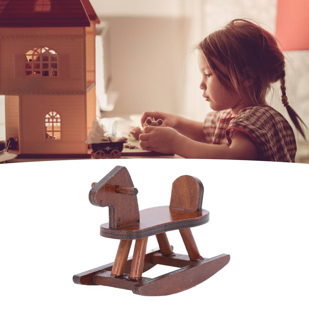 1:12 Scale Doll House Rocking Horse Doll House Wooden Rocking Horse Simulation Cockhorse for Doll House Accessory