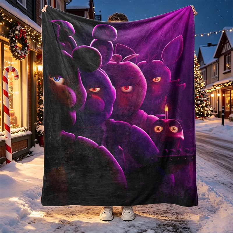 Five Nights At Freddy's Pattern Blanket for Home Decoration, Bed, Sofa, Car Travel, Camping, Suitable for All Seasons, Birthday Christmas Gift