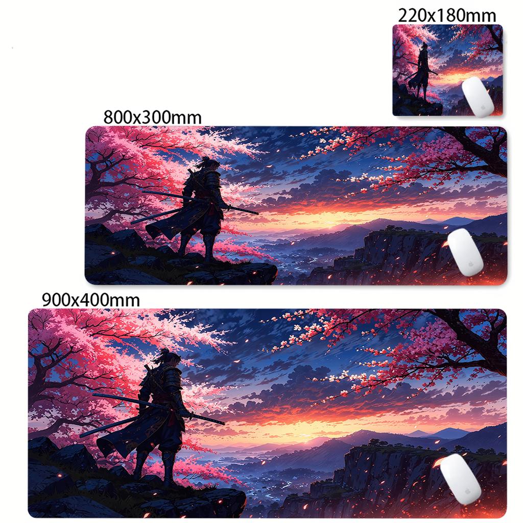 Game Mouse Pad Japanese Samurai Devil Mousepad Black Gamer Desk Mats Esports Mouse Pad Carpet Gaming Accessories Cool Table Mat