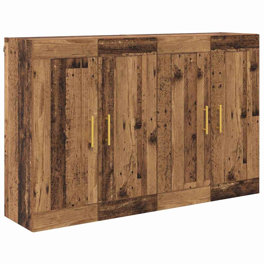Wall Mounted Cabinet 2 Pcs Reclaimed Wood Look 69.5 X 34 X 90 Cm