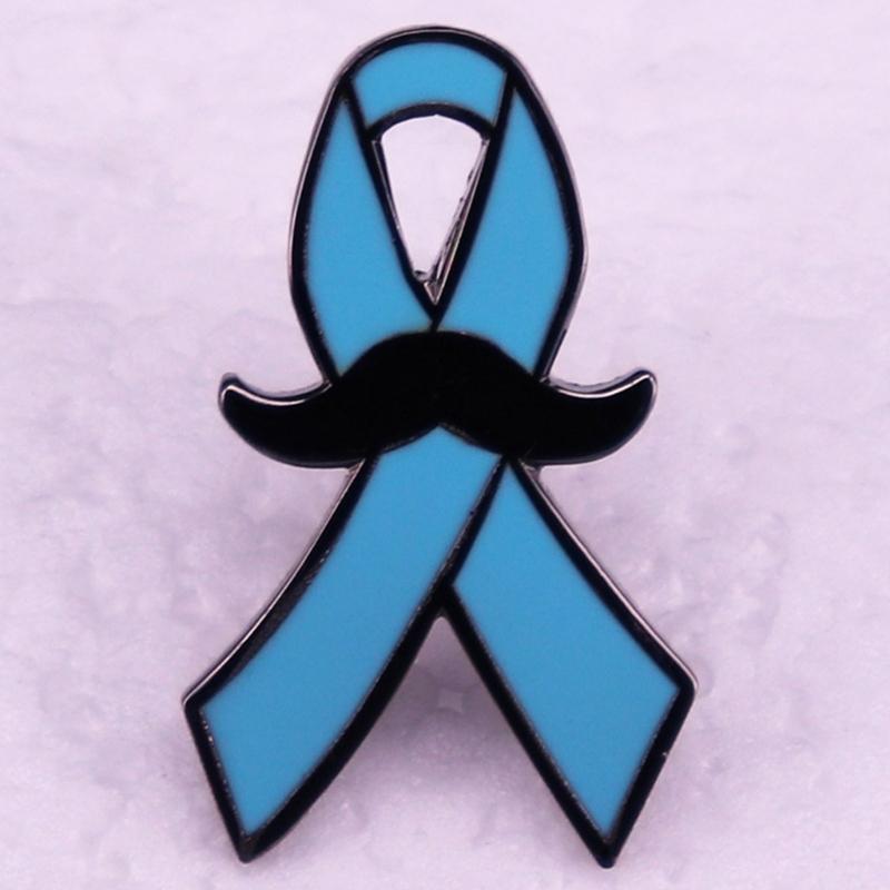 Beard with Blue Ribbon Focuses On Men's Health Enamel Pin Cartoon Brooch Lapel Badges Jewelry Gift Clothing Accessories