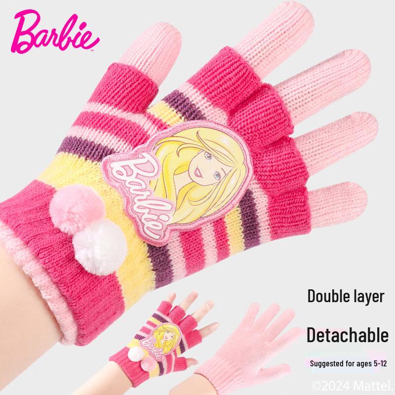 Barbie Girls  Winter Warm Double-Layer Five-Finger Gloves 5-10 Years