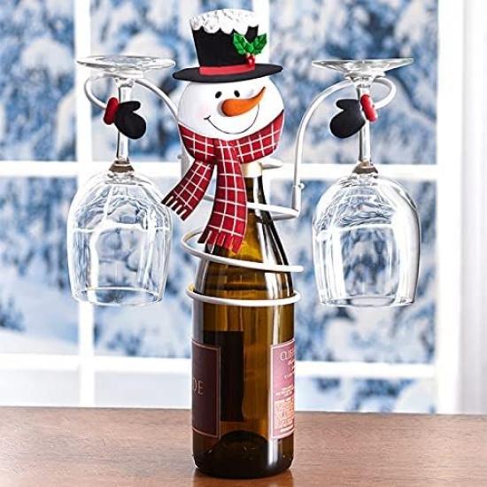 Christmas Wine Glass Holder Wine Racks Counter top Freestanding Metal, Uniquie Ornament for Home Decor & Kitchen Storage Rack, Bar, Wine Cellar,
