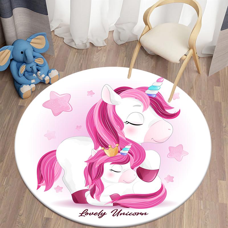 Unicorn Kids Rugs for Living Room Rugs Kids Animal Rugs Kids Games Round Rugs In Kids Room Home Decor Floor Mats