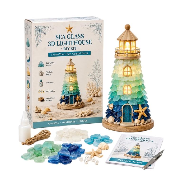 Standing Lighthouse Craft Set with Plastic Parts for Indoor Decoration, Handcrafts Assembly, and Handmade Gifting