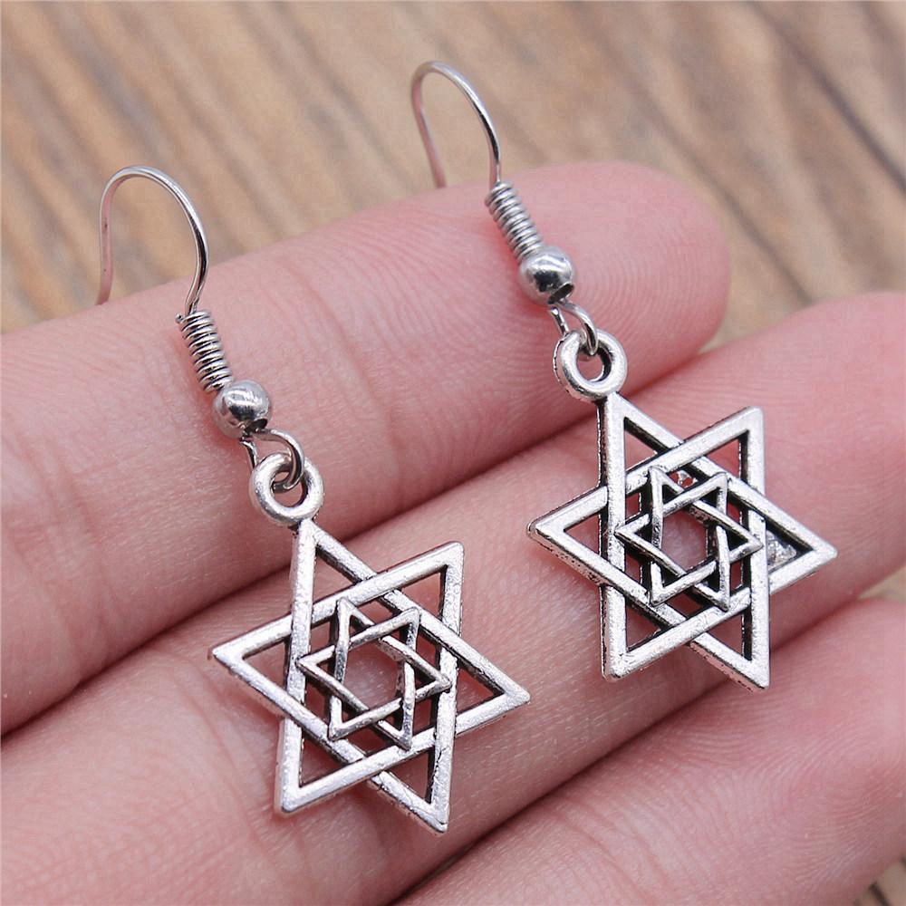 Drop & Dangle Earring Celtic Hexagram Kids' Jewelry MaterialsEarring Size 18x19mm QE006