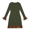 Women's Fashion Round Neck Knit Slim-Fit Fringe Casual Long-Sleeve Dress
