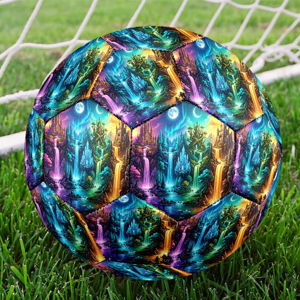 1pc Fantasy Waterfall Kingdom Theme Soccer Ball Football, Size 5, Lightweight PVC, Outdoor Training Soccer Ball,Sports Gift T61454