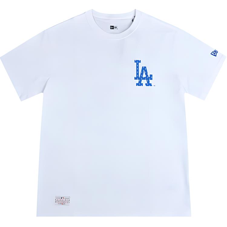 New Era Classic LA Print Summer American Short Sleeve T-Shirt Unisex Tops White 12354508