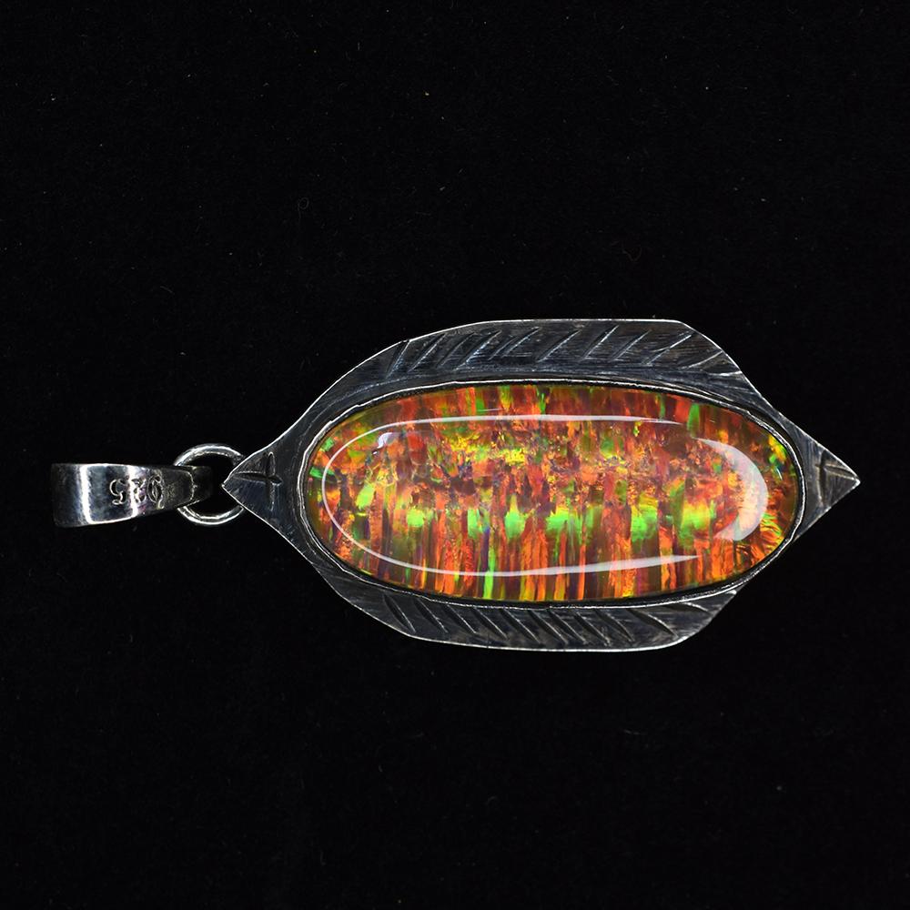 Certified 39 Ct 925 Sterling Silver Natural Oval Gemstone Pendant Gift For Dad