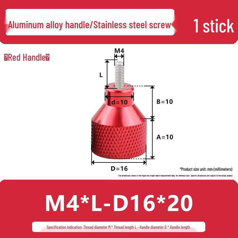 M4 Aluminum Alloy Knurled Twist Handle Bolt with Stainless Steel Head