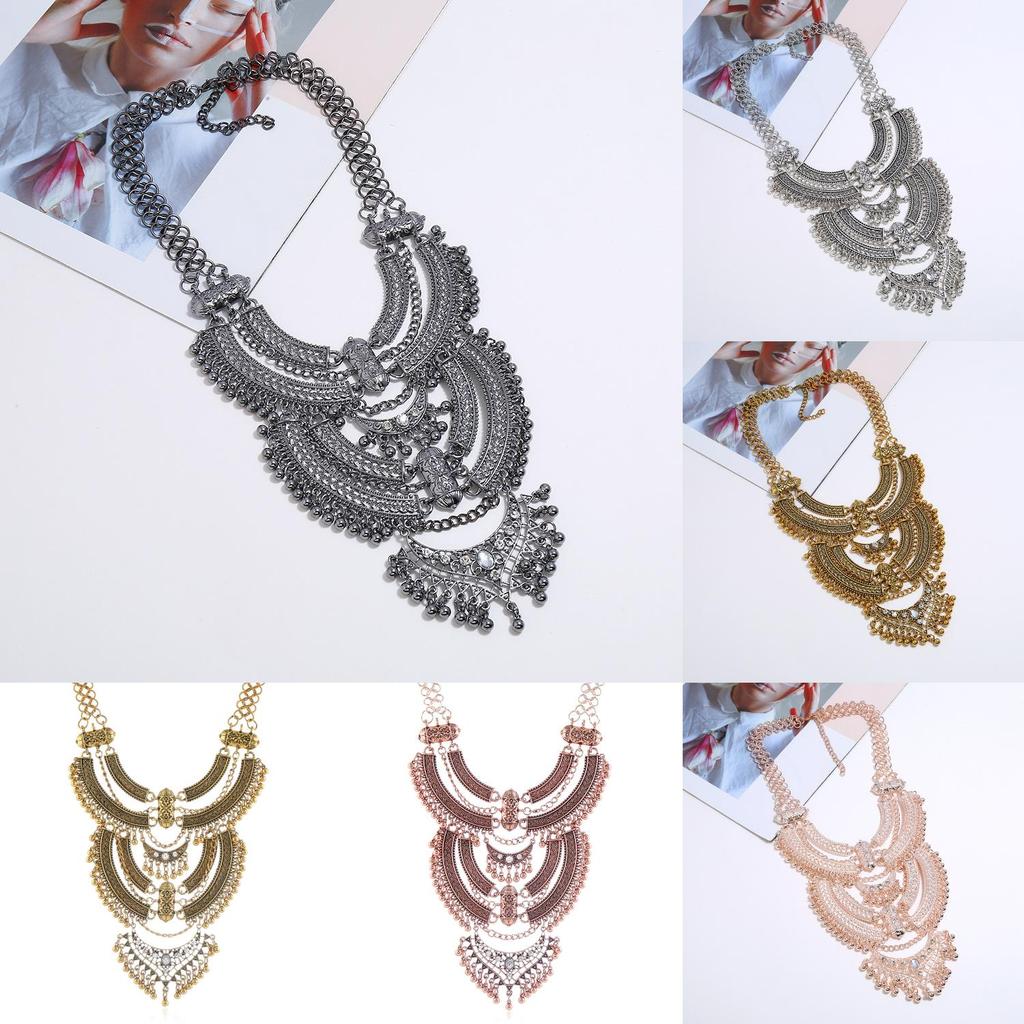Long Necklace Vintage Multi Layered Collarbone Chain For Fashion Enthusiasts
