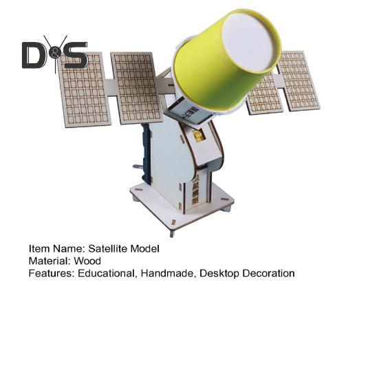 1 Set DIY Artificial Satellite Model Kit Educational Handmade Wooden Puzzle Satellite Model Kids Science Exploration Projects STEM Toy