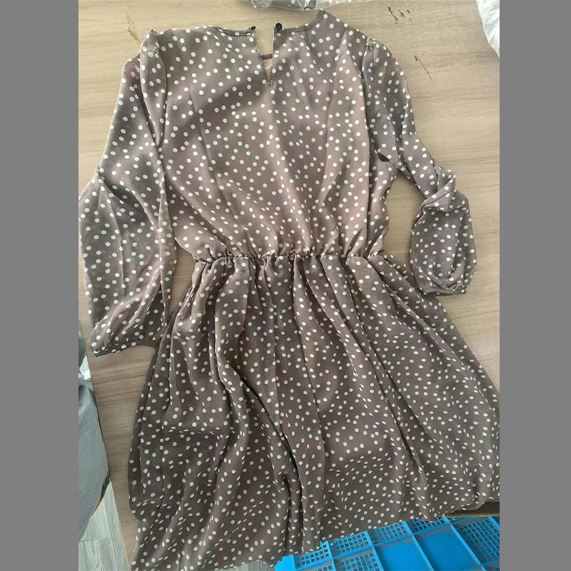 Sexysexy Durable Fashion Vintage Dot Printing Women Chiffon Dress Autumn Fashion Casual Dress Boho Beach Women A-line Dress