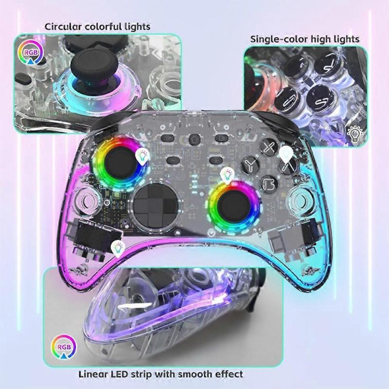 DATA FROG G04 For Nintendo Switch OLED PC Wired Wireless Transparent Game Controller with RGB Ligh