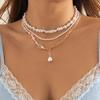 French Retro Small Rice Pearl Necklace Female, Temperament Cold Wind Diamond Sun Pendant Collarbone Necklace
