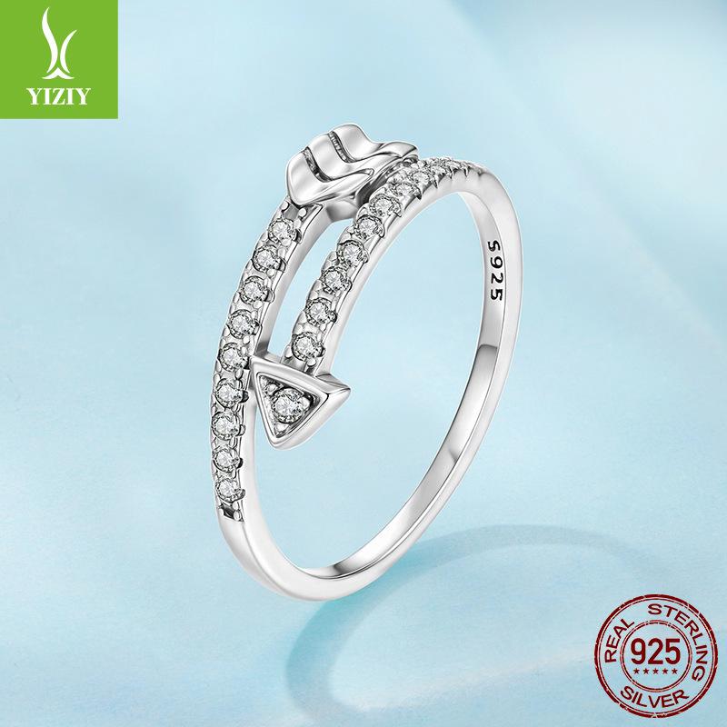 Arrow Full Zircon Ring, Cross-Border Classic Design S925 Sterling Silver Ring Jewelry.