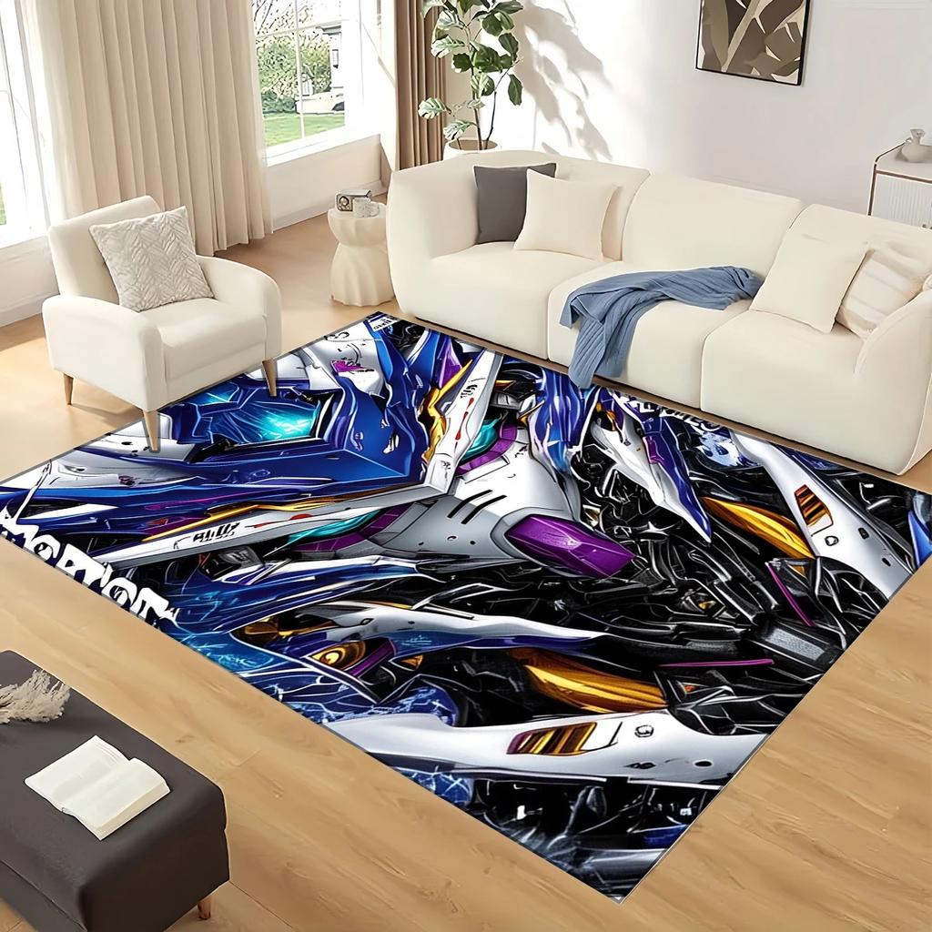 3D GUNDAM Robot Cartoon Carpet Rug for Living Room Bedroom Home Sofa Decoration,kids Play Non-slip Floor Mat Christmas Gift