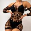 Ladies High Elastic Bodycon Dress Night Club Wear Women Sexy Mesh Transparent Short Dress Erotic See Through Hollow Sleepwear