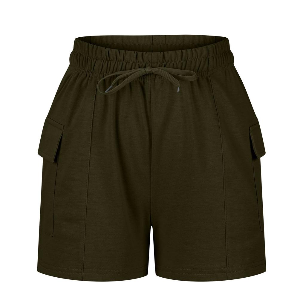 Šortky pro ženy Jednobarevné Ležérní letní Šortky s volnou kapsou se stahovací šňůrkou