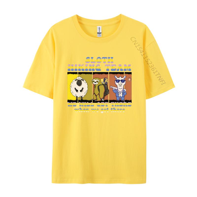 Sloth Llama Hiking Team We Will Get There Tshirt Men Stylish T Shirts TShirt Alternative Men Clothes Normal