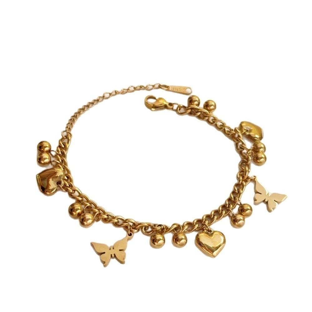 Non Tarnish Heart Love Anklet Waterproof Heart Beads Charm Bracelet Valentine's Day Gift