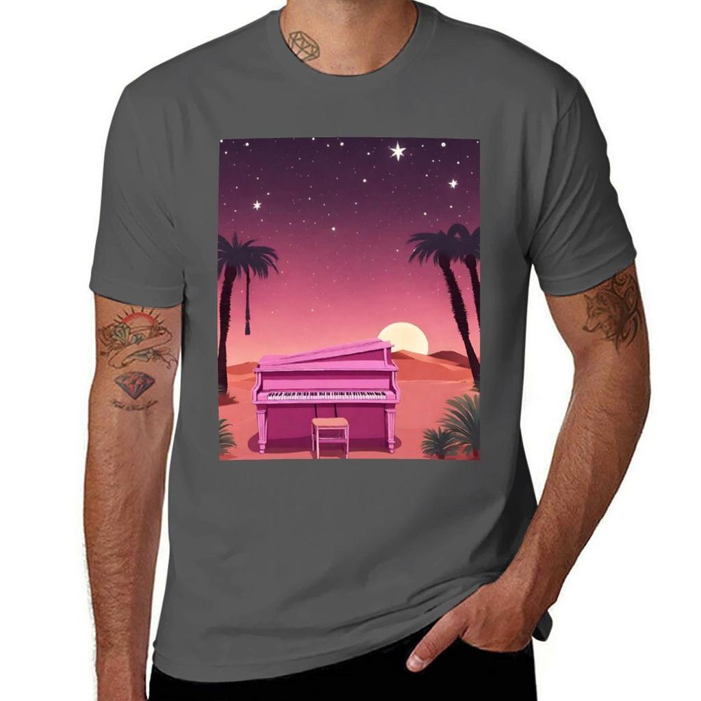 Piano In The Egyptian Desert With Pyramids Jungles Lanterns Ancient Rome Tshirt Work Style Casual Tshirt