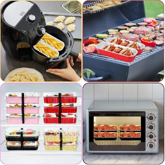 Mini Loaf Pans with Lids and Spoons (100 Pack, Mixed Color, 6.8oz) Rectangular Aluminum Foil Baking Pans