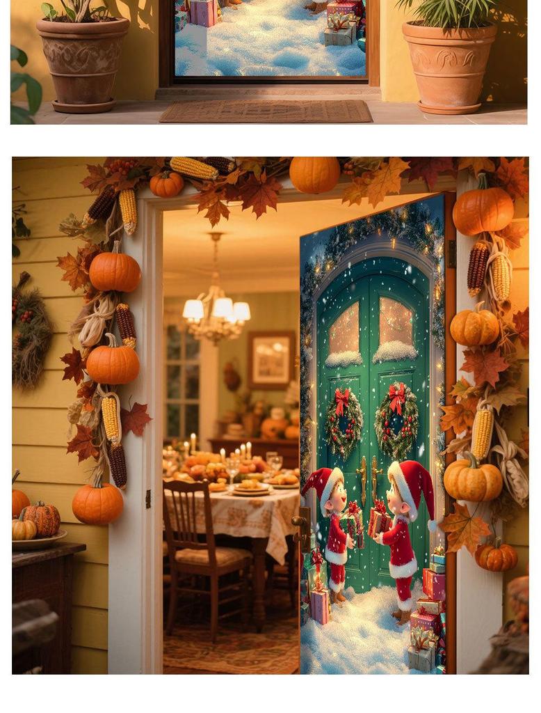 Cross-Border JIT Christmas Door Hanging Tapestry: Festive Decoration for Party and Room