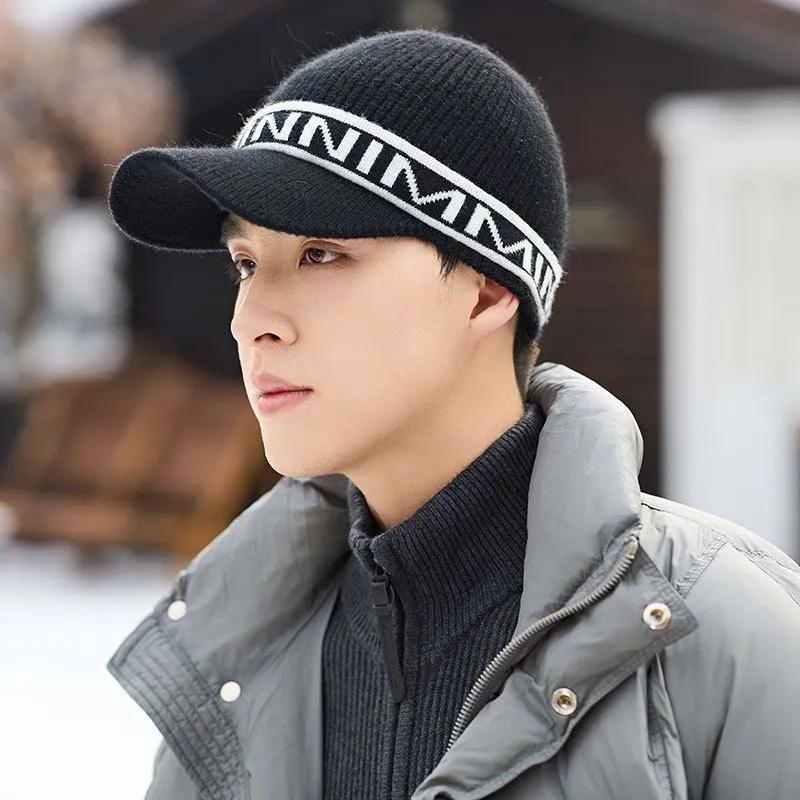 WTEMPO Men's Jacquard Weave Solid Color Outdoor Cycling Knitted Hats Autumn Winter Windproof Cold-proof Warm Soft Hats