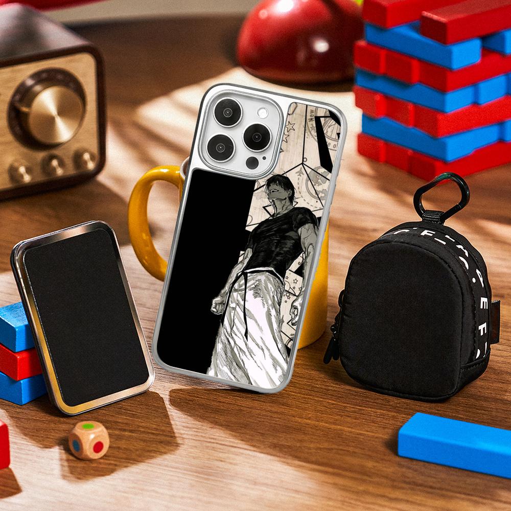 

Суперкрутой классический аниме чехол для телефона с Тодзи Фусигуро для iPhone 16 15 14 13 12 11 Pro Max из овчины с серебристым краем защитный чехол iPhone13ProMax