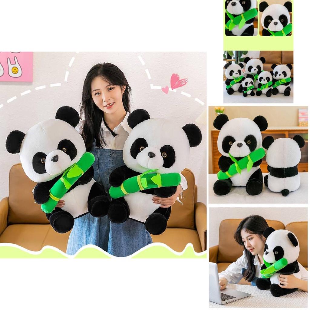 Cute Panda Plush Toy, Long Fur Soft Stuffed Animal, 30cm/55cm Height, Pp Cotton Filling