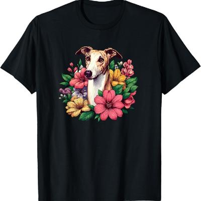 Rolig Retro Vintage Blommor Italiensk Vinthund Hundälskare T-shirt