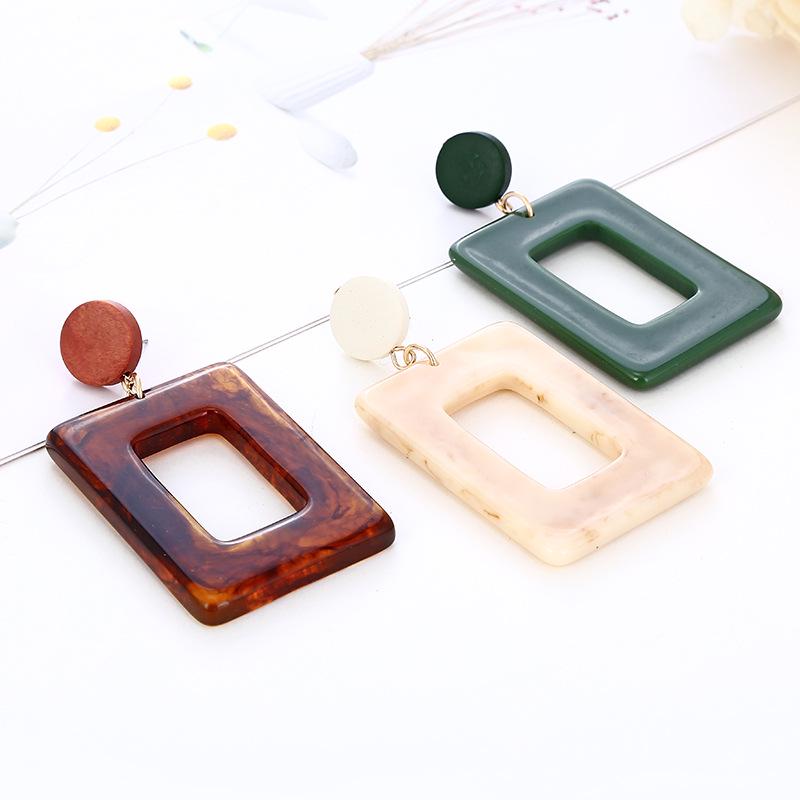 New Popular European and American Style Acrylic Wood Earrings, Simple Resin Trendy Earrings