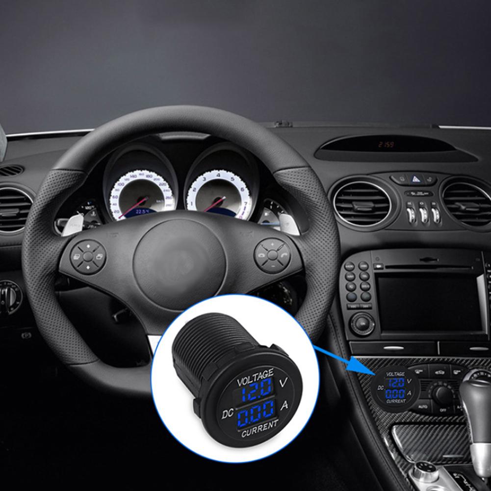 Digital LED Voltmeter Ammeter Round Gauge Current Meter for Motorcycle Car Boat
